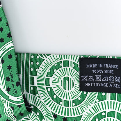 Hermes Silk Eperon d'Or Bandana Twilly Vert Bleu Jean White 3 of 3