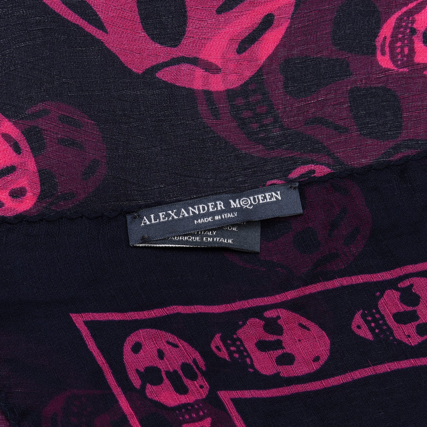 Silk Skull Scarf Black Pink