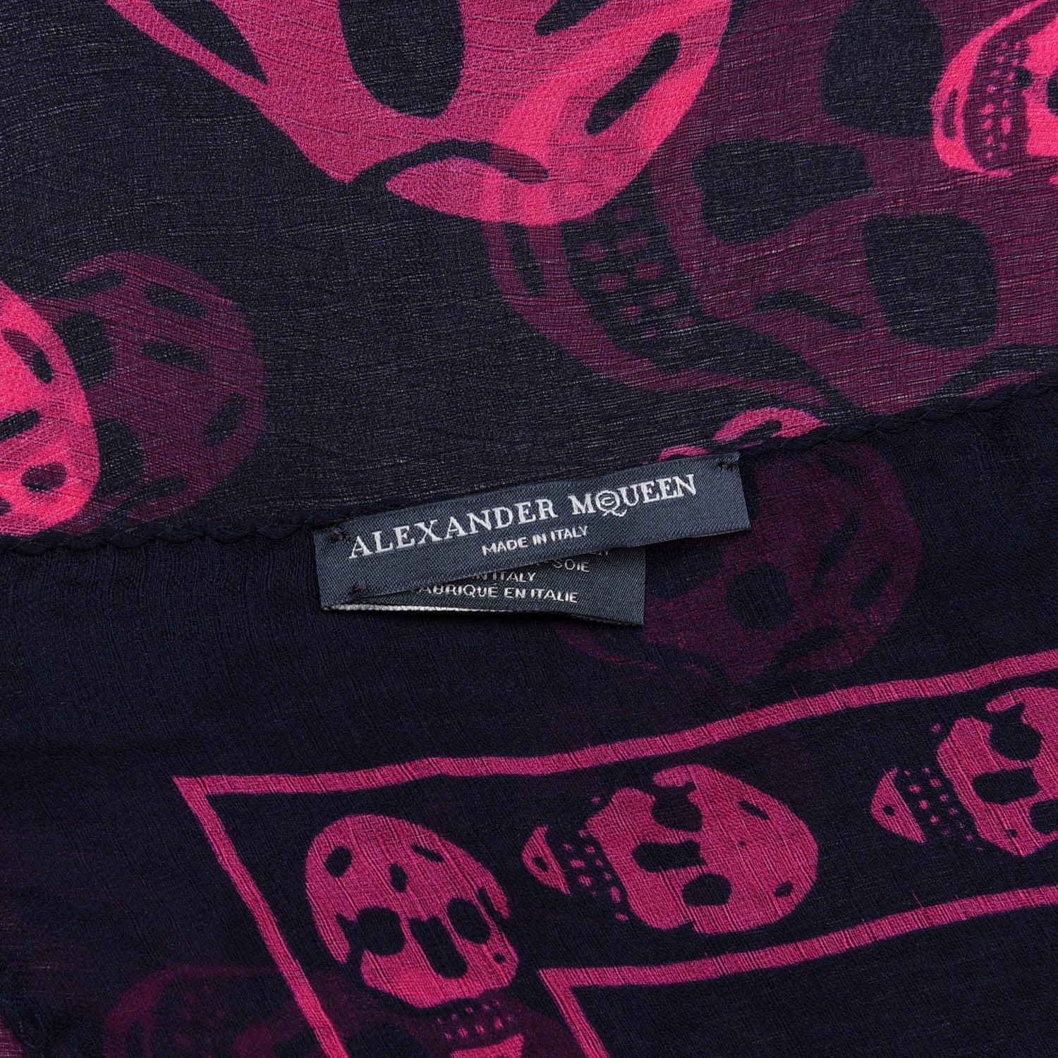 Alexander McQueen Silk Skull Scarf Black Pink 4 of 4