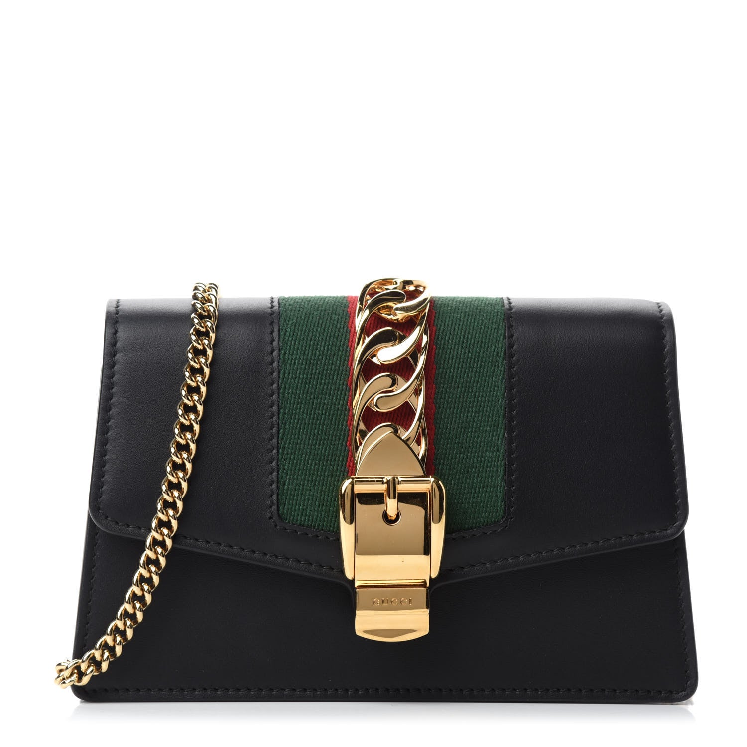 Gucci Calfskin Super Mini Sylvie Chain Shoulder Bag Black 1 of 11