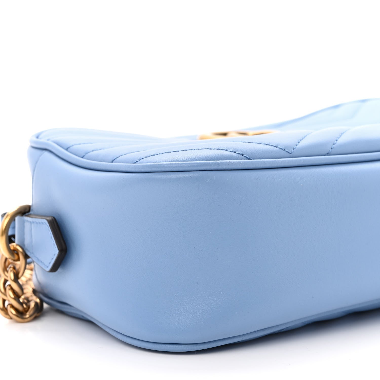 Gucci Calfskin Matelasse Small GG Marmont Chain Shoulder Bag Clear Sky Blue 9 of 10