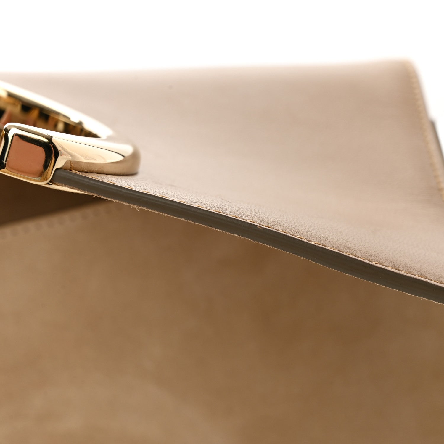 Chloe Calfskin Suede Gabrielle Clutch Cream Chestnut 15 of 17