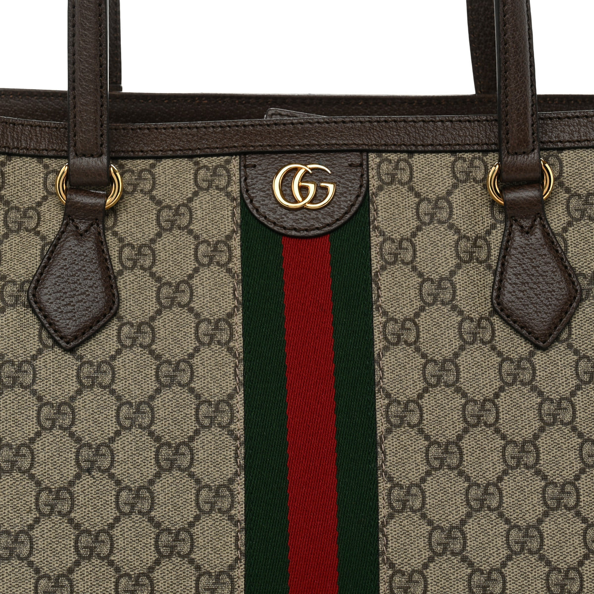 GG Supreme Monogram Medium Ophidia Shopping Tote Brown