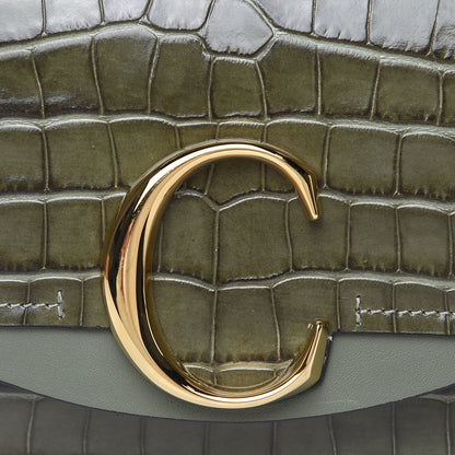 Chloe Calfskin Crocodile Embossed Mini C Double Carry Misty Forest 10 of 10