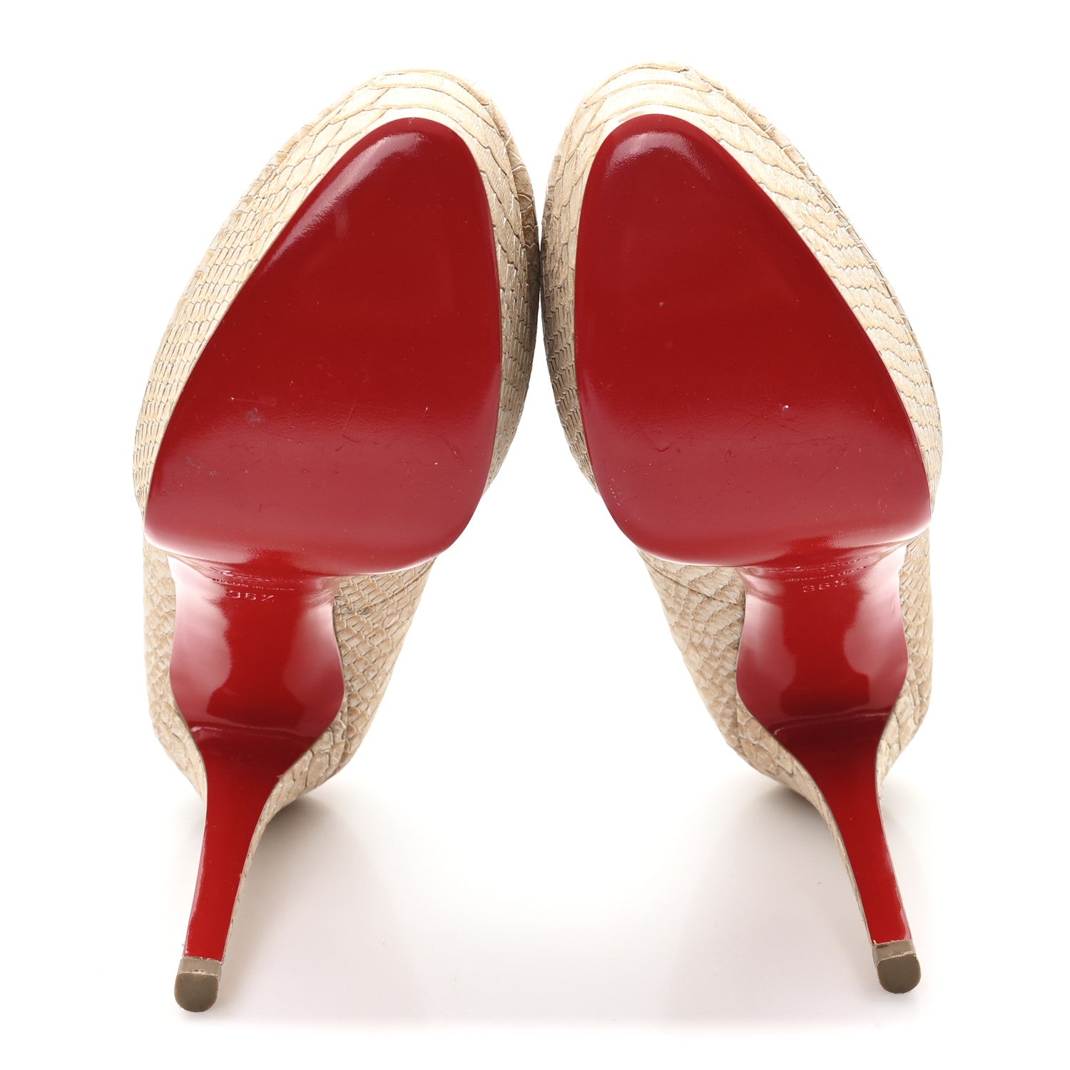 Christian Louboutin Cork Snake Print Bianca 140 Pumps 36.5 Beige 6 of 9