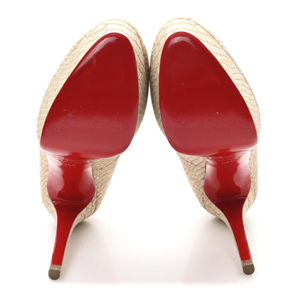 Christian Louboutin Cork Snake Print Bianca 140 Pumps 36.5 Beige 6 of 9