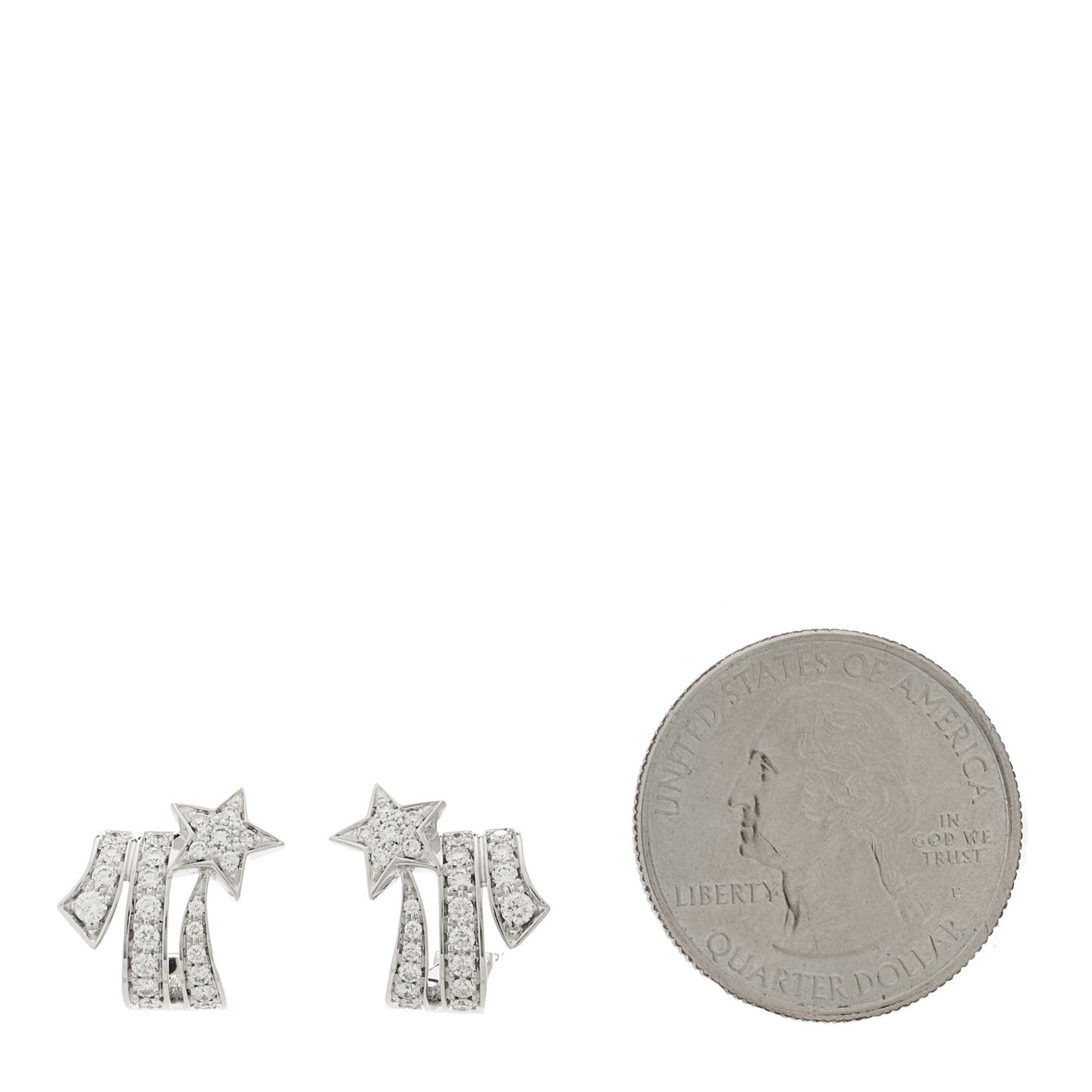 18K White Gold Diamond Etoile Filante Earrings
