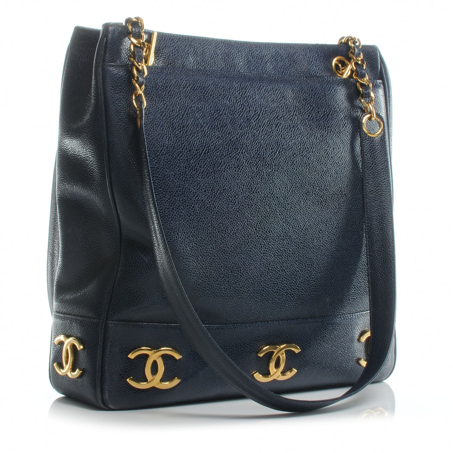 Caviar CC Shoulder Bag Navy Blue