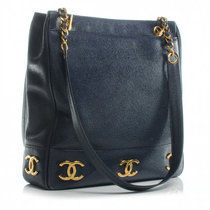 Chanel Caviar CC Shoulder Bag Navy Blue 3 of 9