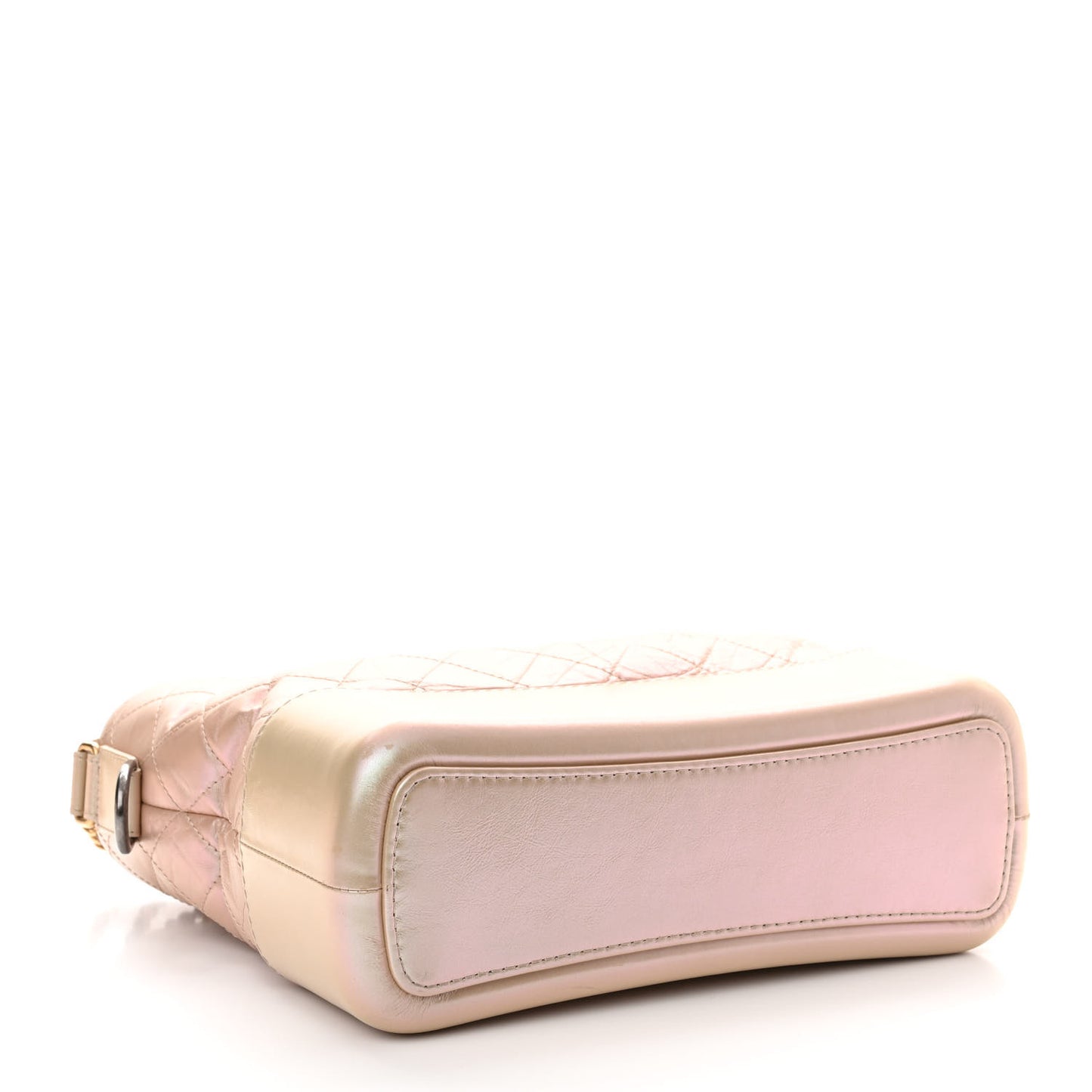 Iridescent Aged Calfskin Quilted Medium Gabrielle Hobo Light Pink