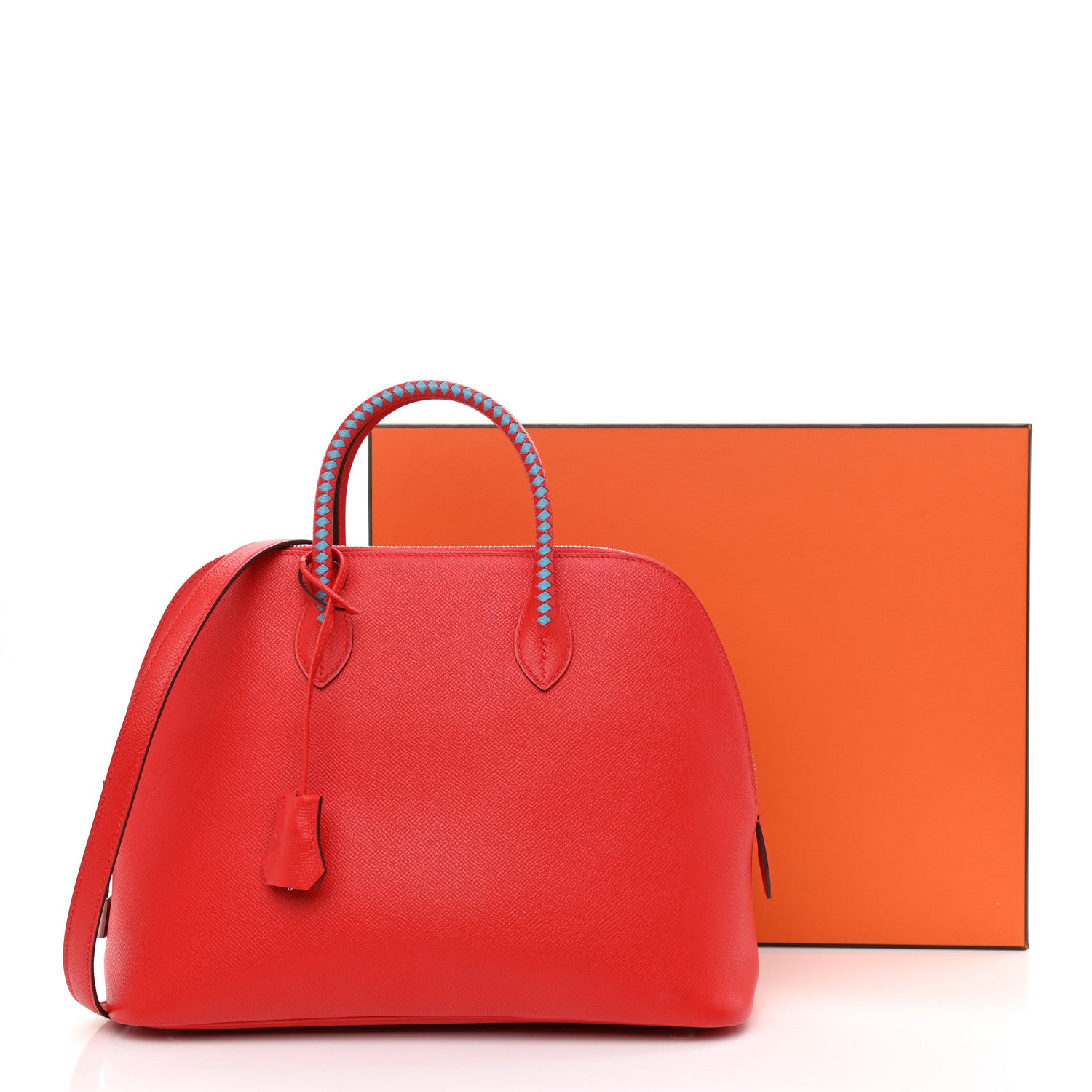 Hermes Epsom Tressage 1923 Bolide 30 Rouge De Coeur Bleu Du Nord 10 of 10