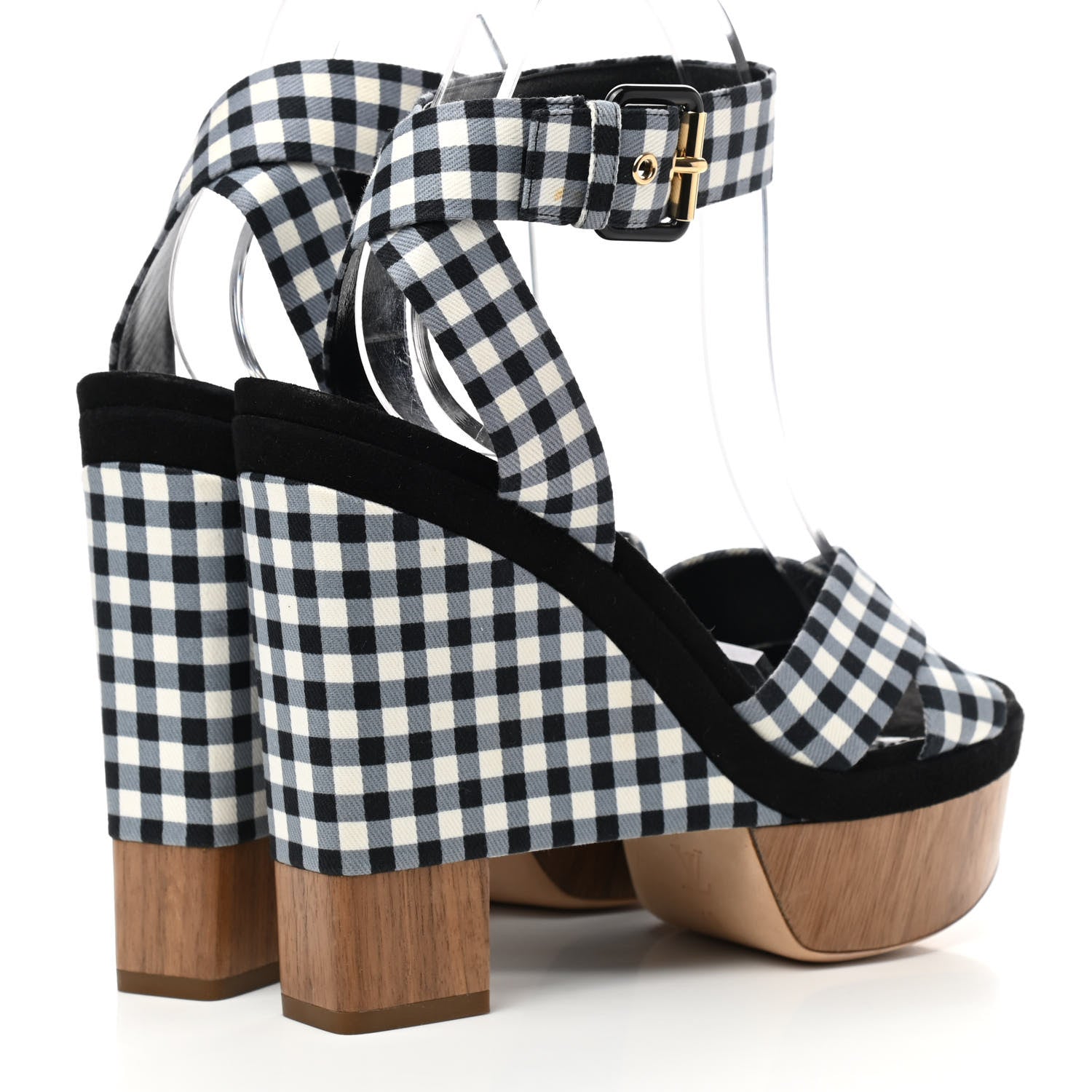 Louis Vuitton Gingham Platform Sandal 40 Black White 4 of 11