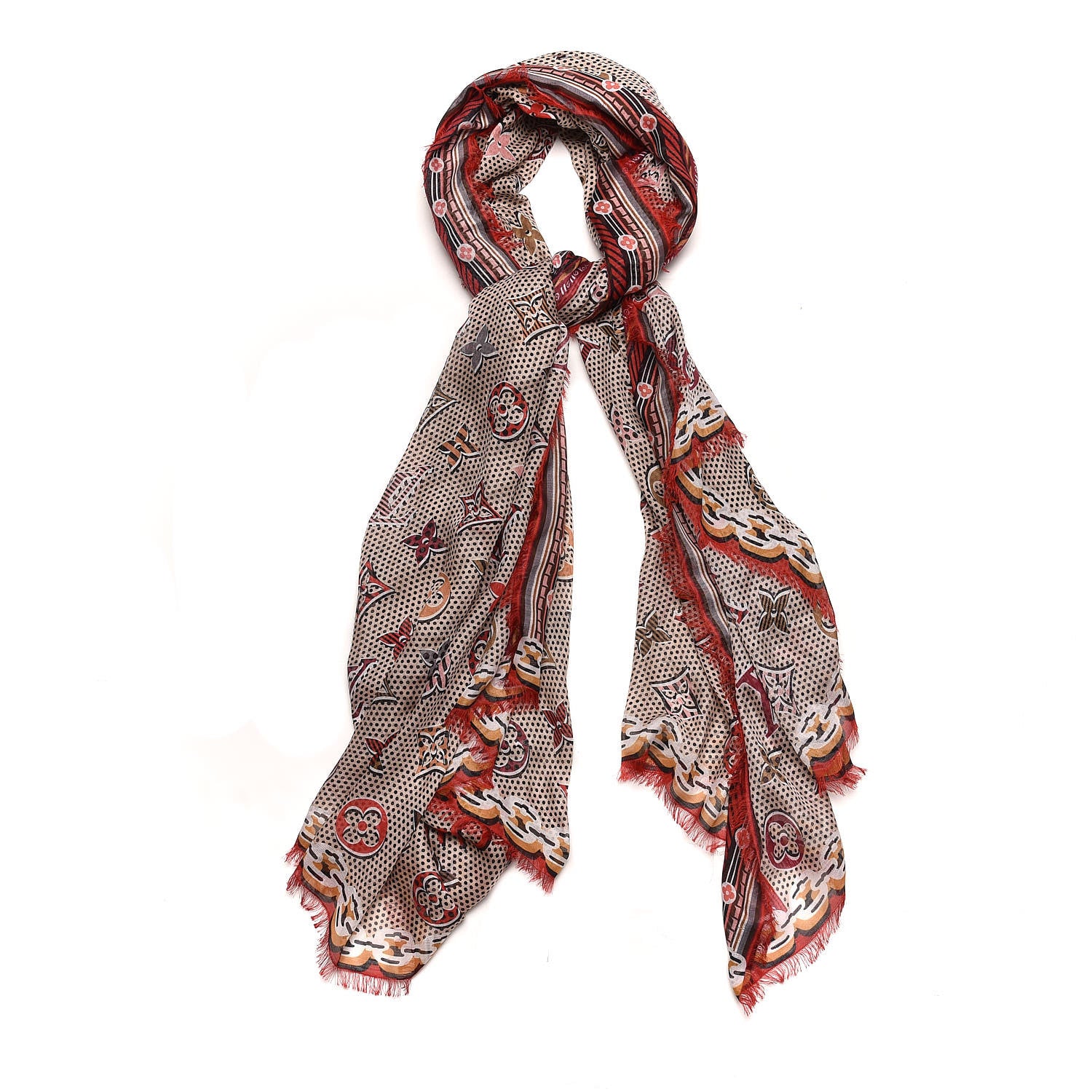 Louis Vuitton Silk Giant Pop Monogram Stole Beige 1 of 6