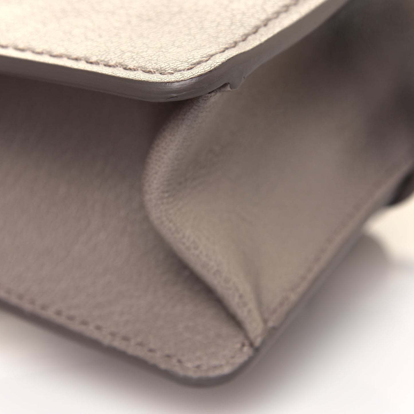 Shiny Goatskin Calfskin Mini Aby Chain Shoulder Bag Motty Grey