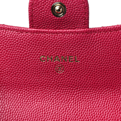 Chanel Caviar Quilted Flap Card Holder Wallet Dark Pink 6 of 9