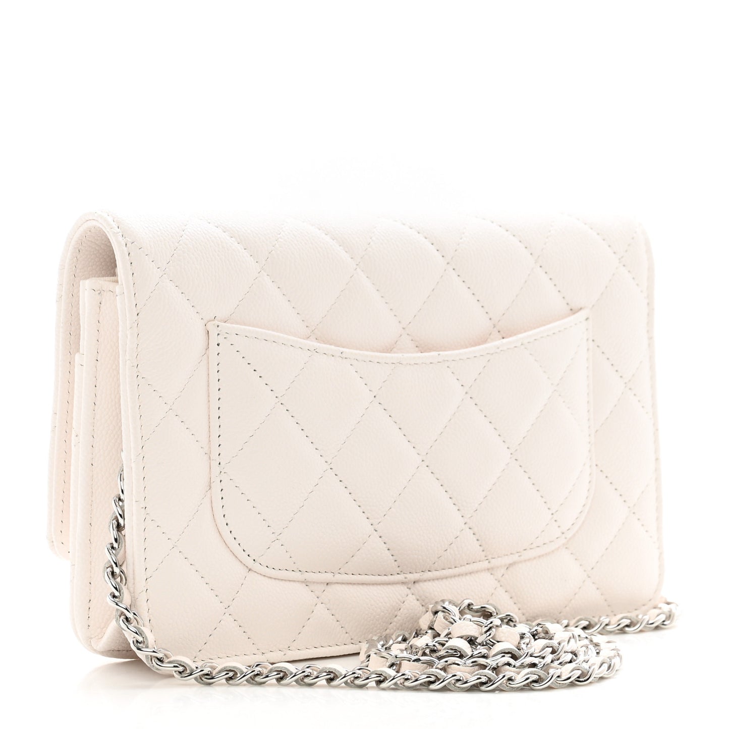 Caviar Quilted Wallet On Chain WOC White