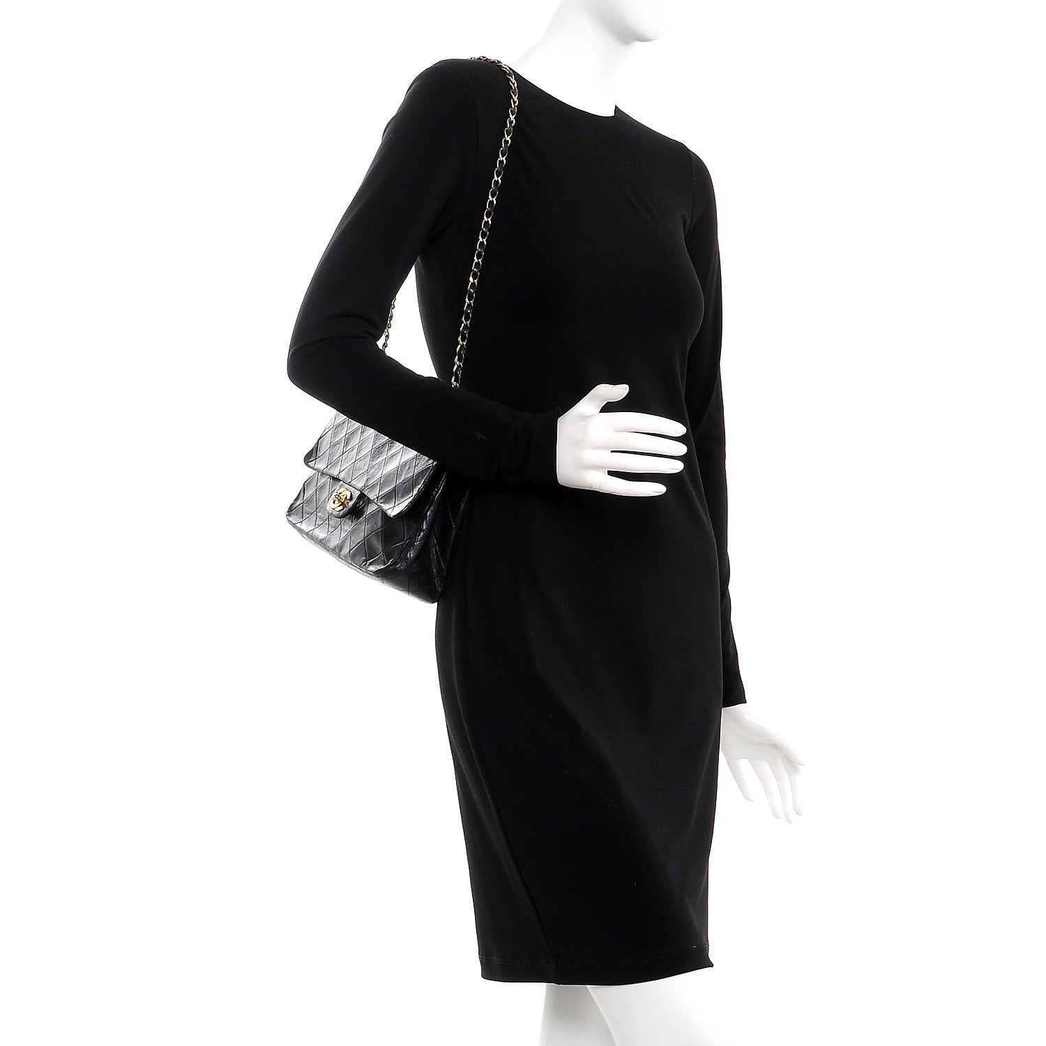 Chanel Lambskin Quilted Medium Double Flap Bag Black 2 of 11