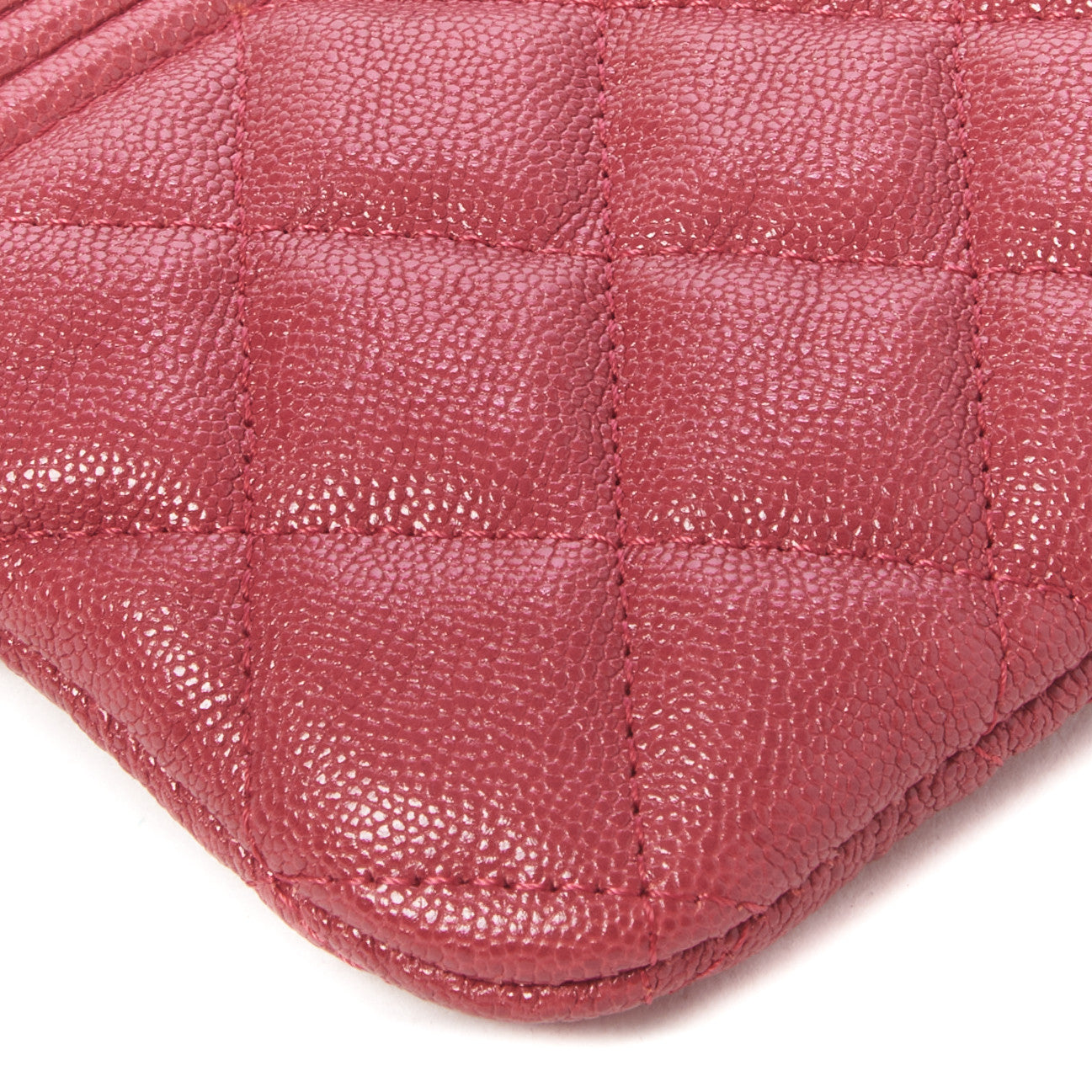 Caviar Quilted Zipped Boy Pouch Red