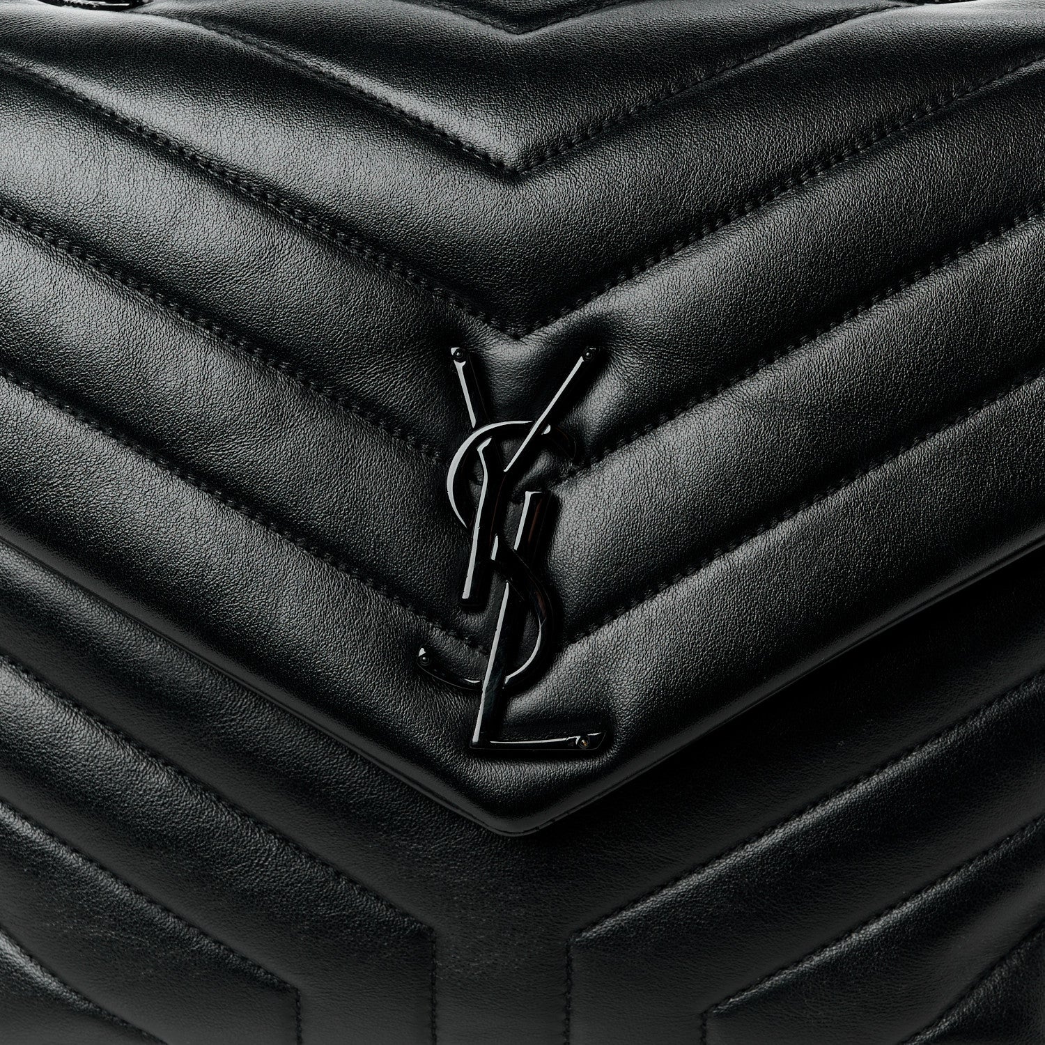 Saint Laurent Calfskin Y Quilted Monogram Monochrome Medium Loulou Chain Satchel Black 10 of 13