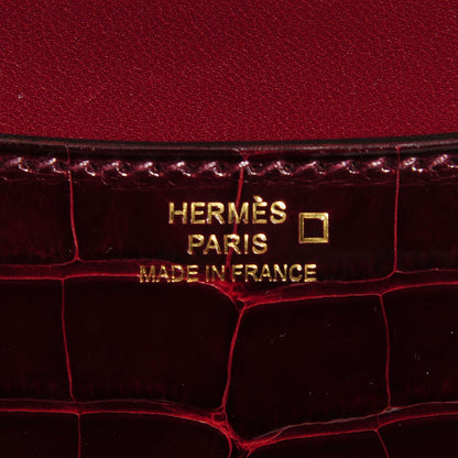 Hermes Shiny Alligator Lizard Marquette Constance 18 Bourgogne Rouge Moyen 6 of 9