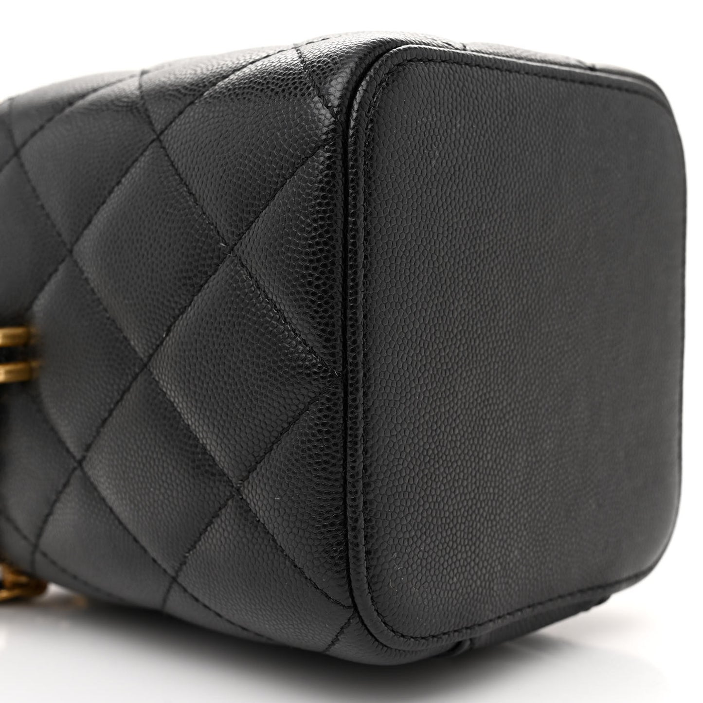 Caviar Quilted Small Vertical Vanity Case With Chain Black
