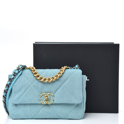 Chanel Denim Quilted Medium Chanel 19 Flap Neon Blue 11 of 11