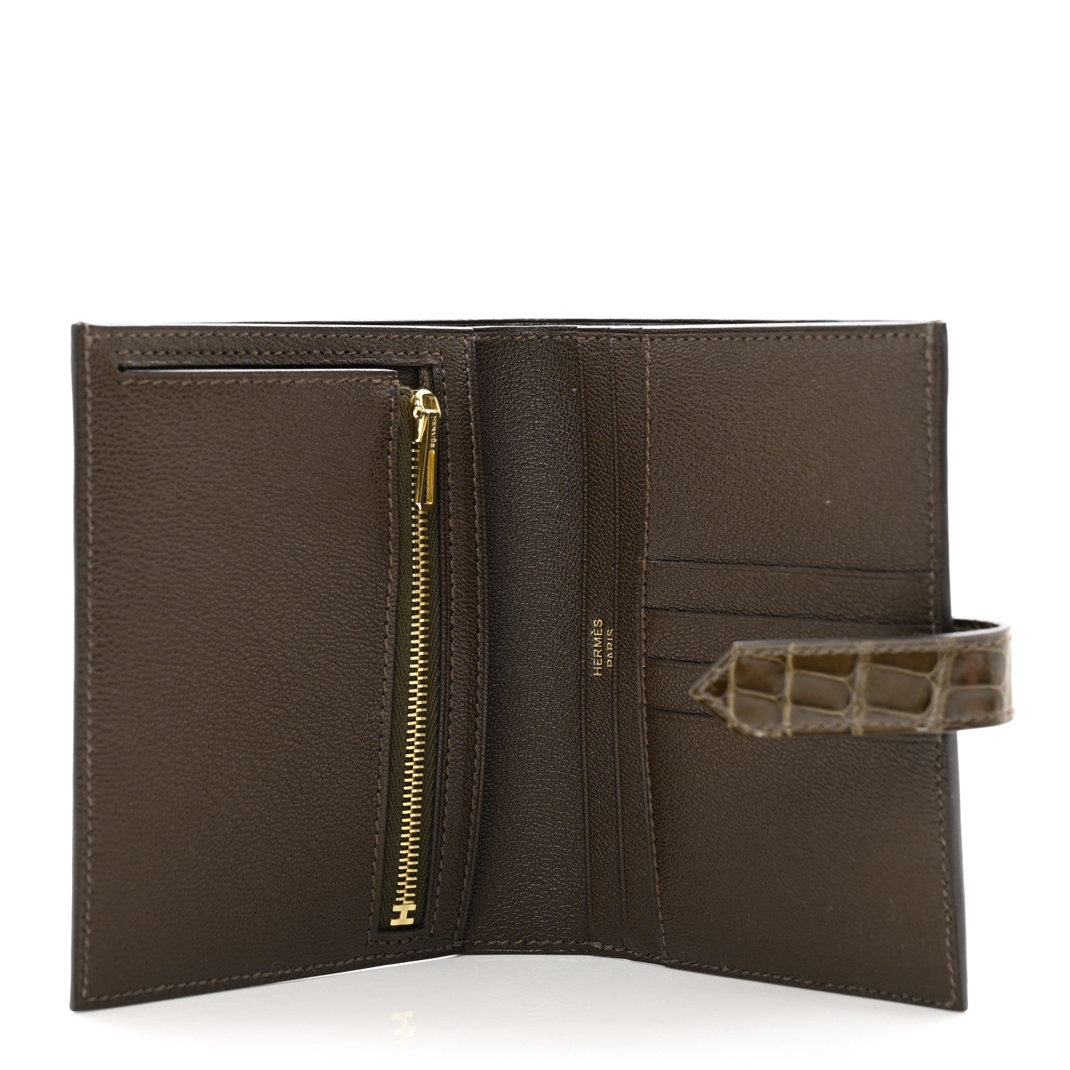 Hermes Shiny Alligator Bearn Compact Wallet Gris Elephant 5 of 7