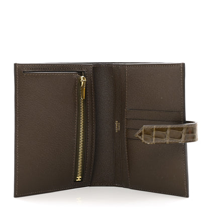 Hermes Shiny Alligator Bearn Compact Wallet Gris Elephant 5 of 7