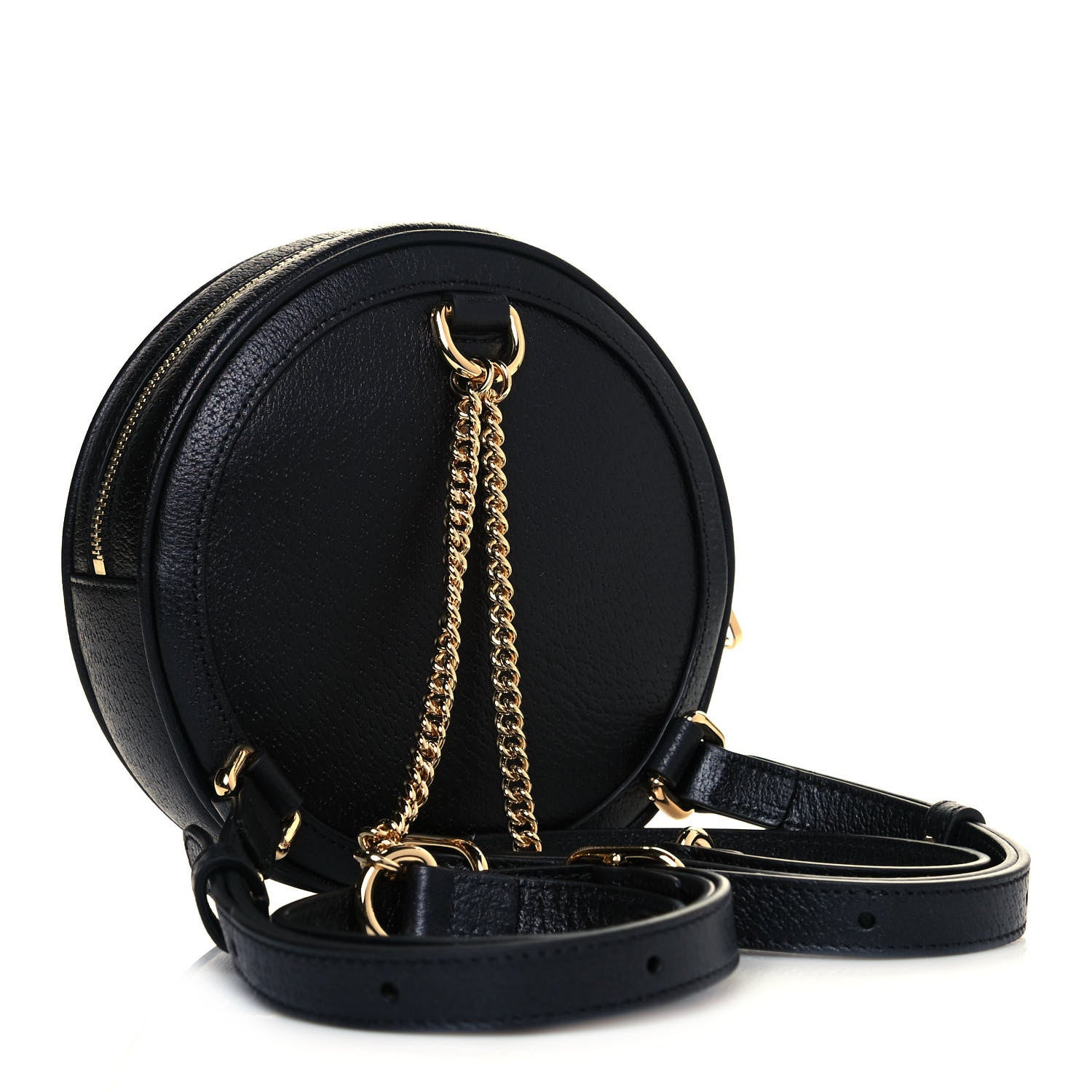 Gucci Grained Calfskin Web Mini Ophidia Round Backpack Black 2 of 8
