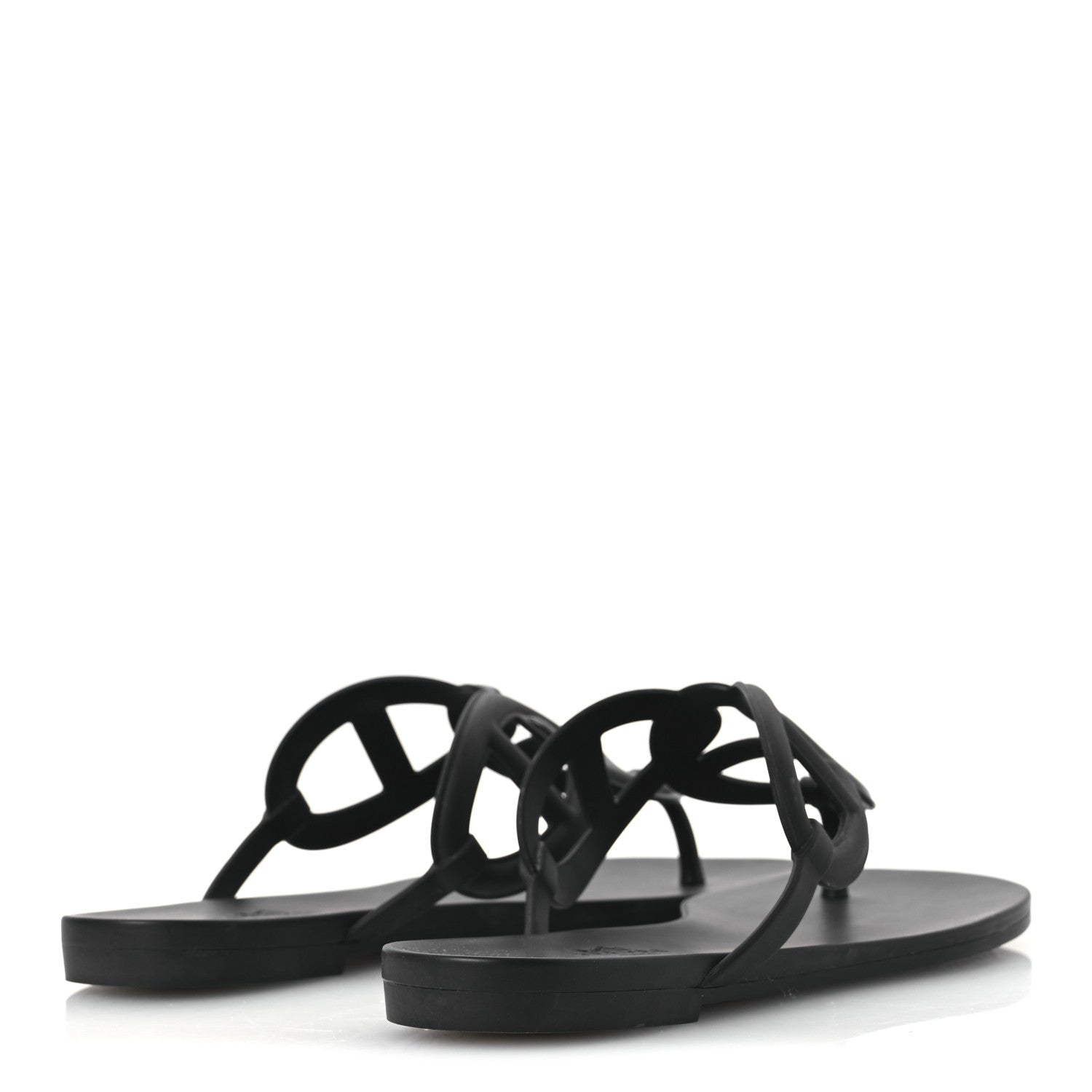Hermes Rubber Womens Egerie Sandals 38 Black 4 of 12
