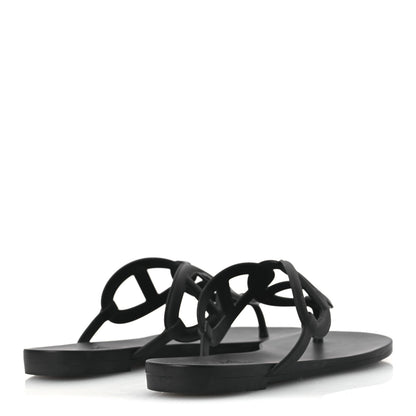 Hermes Rubber Womens Egerie Sandals 38 Black 4 of 12