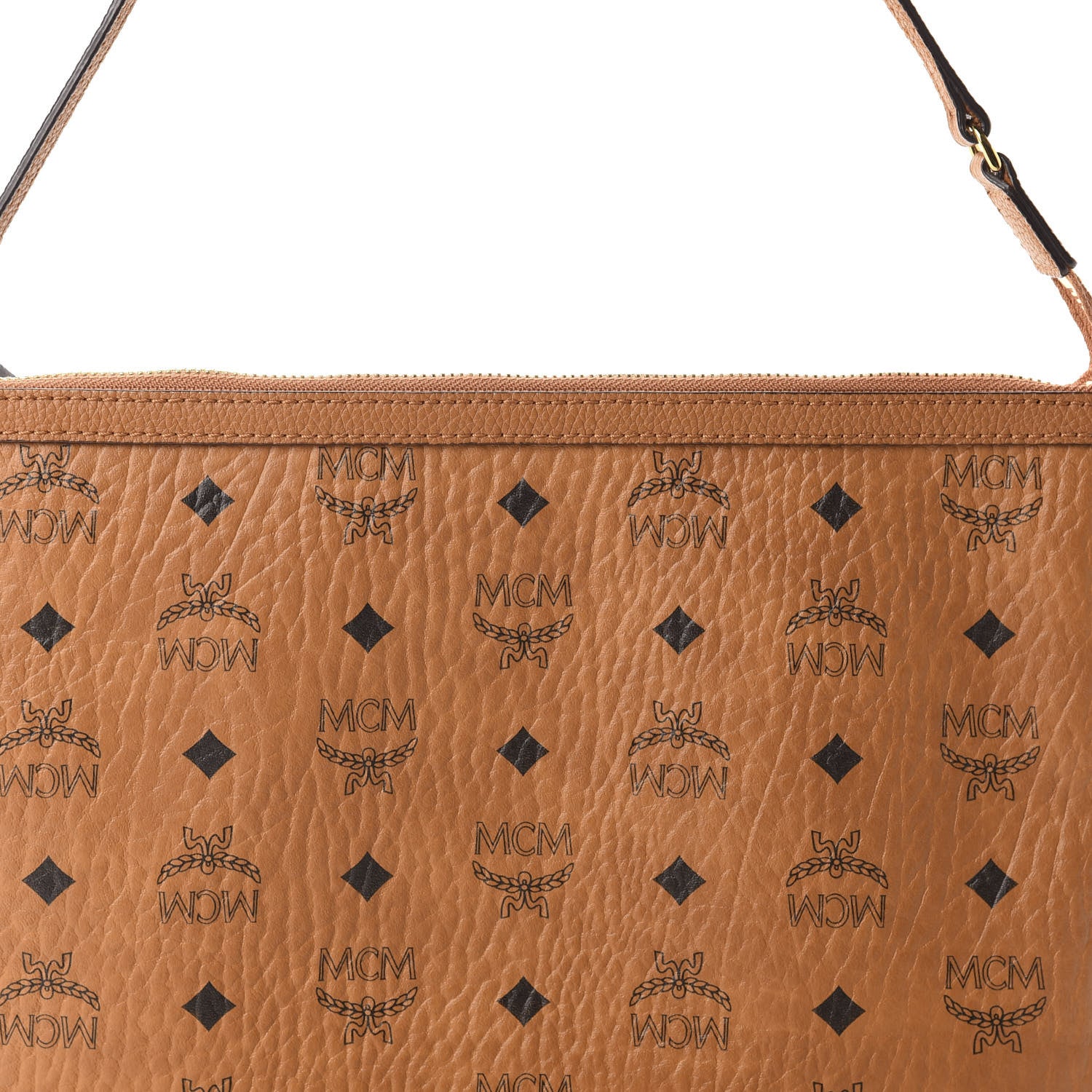 MCM Visetos Liz Shopper Tote Pouch Cognac 10 of 10