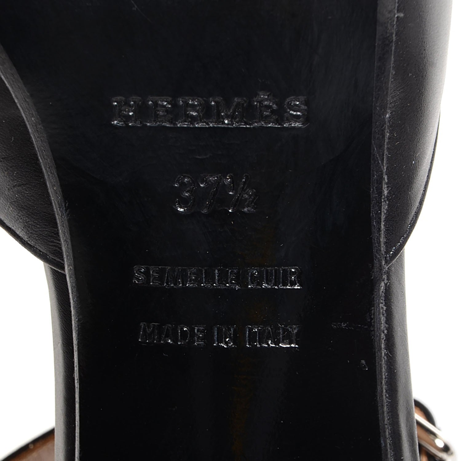 Hermes Nappa Initiale Sandals 37.5 Black 6 of 8