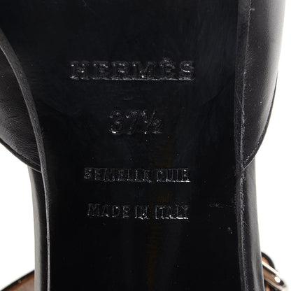 Hermes Nappa Initiale Sandals 37.5 Black 6 of 8