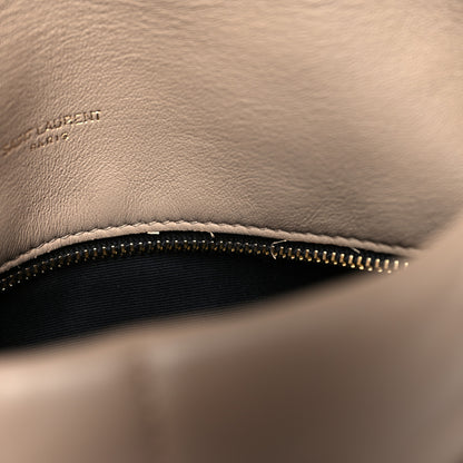 Saint Laurent Lambskin Quilted Small Loulou Puffer Monogram Chain Satchel Dark Beige 11 of 11