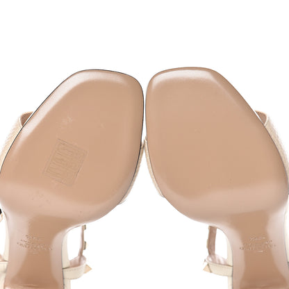Valentino Garavani Pebbled Calfskin Rockstud Ankle Strap 5/105mm Sandals 39.5 Light Ivory 7 of 9