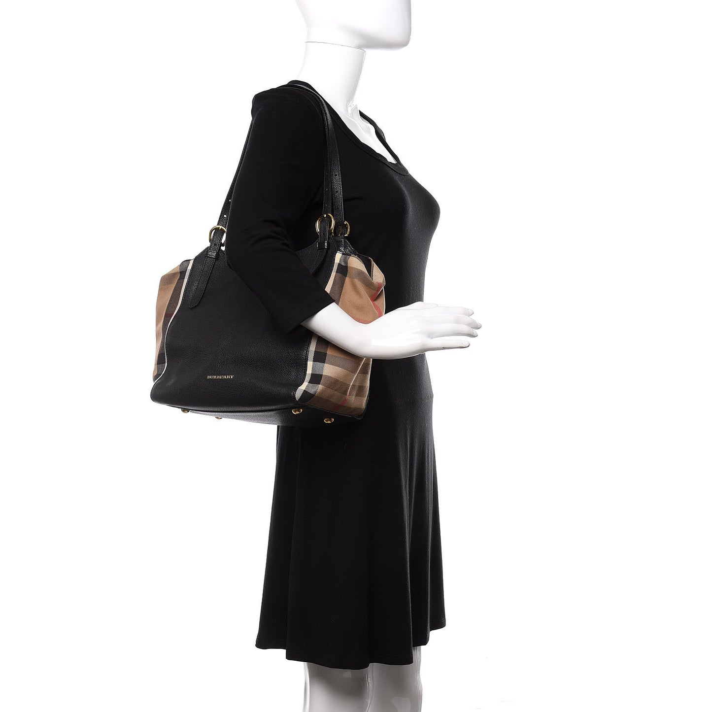 Grainy Calfskin House Check Small Canterbury Black