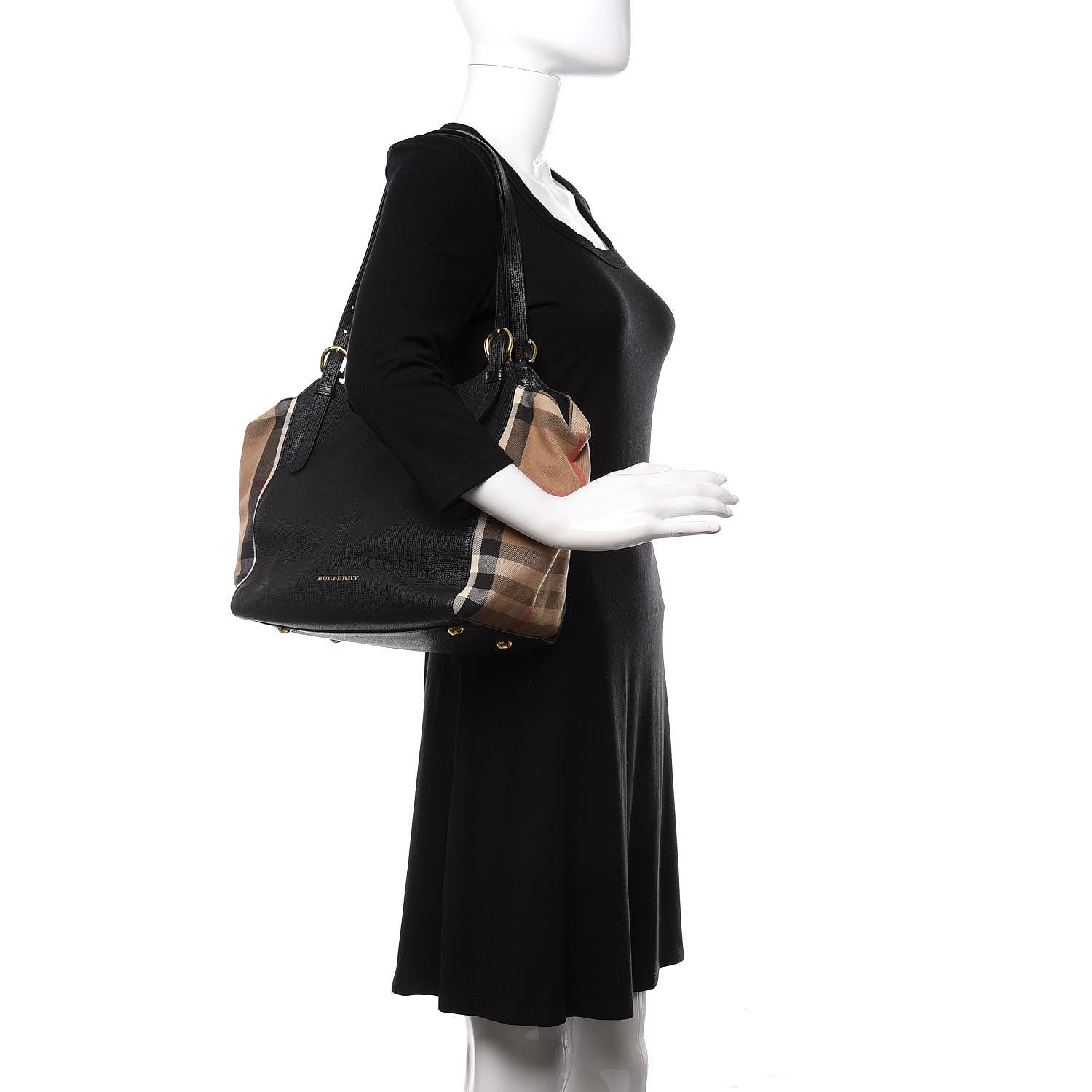 Burberry Grainy Calfskin House Check Small Canterbury Black 2 of 10