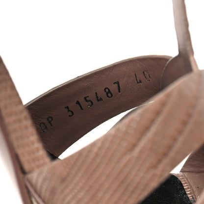 Saint Laurent Calfskin Embossed Crocodile Tribute 105 Platform Sandals 40 Dusty Grey 8 of 9