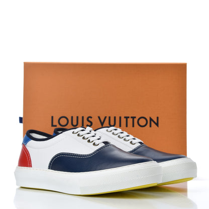 Louis Vuitton Grained Calfskin Mens Trocadero Sneakers 6.5 Navy Blue 10 of 10