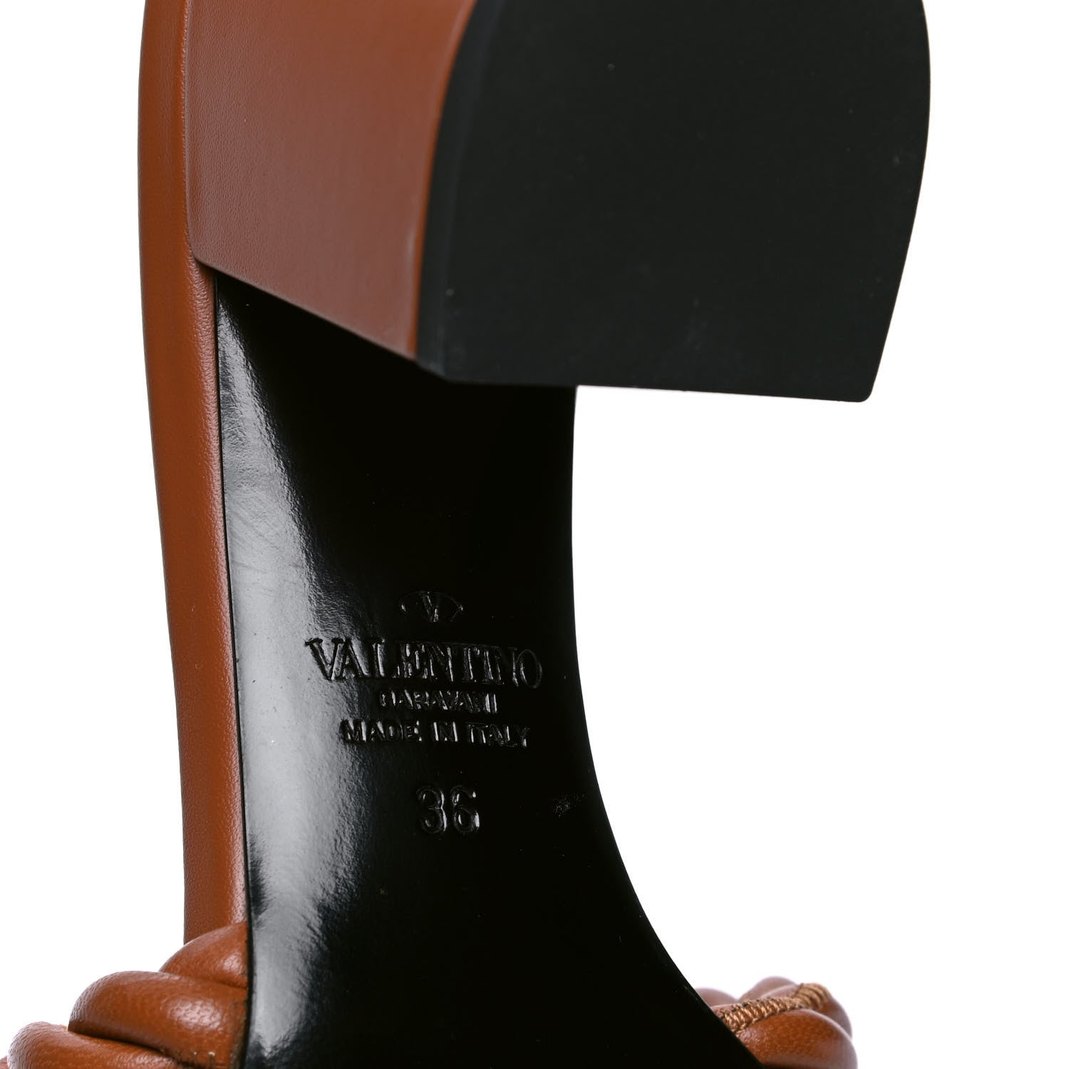 Valentino Garavani Nappa Rope 60mm Slide Sandals 36 Saddle Brown 5 of 5
