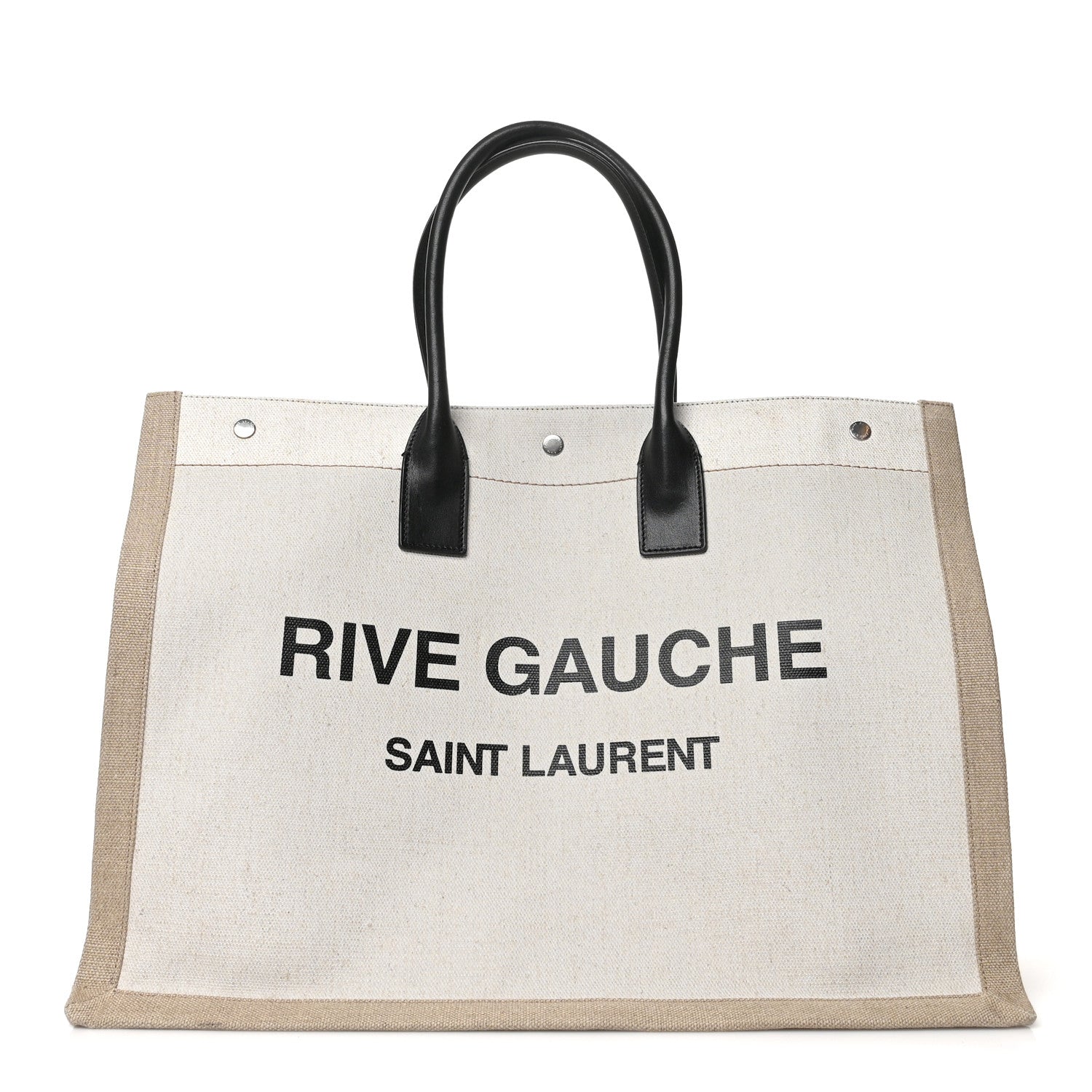 Saint Laurent Linen Calfskin Rive Gauche Tote Optic White 1 of 6
