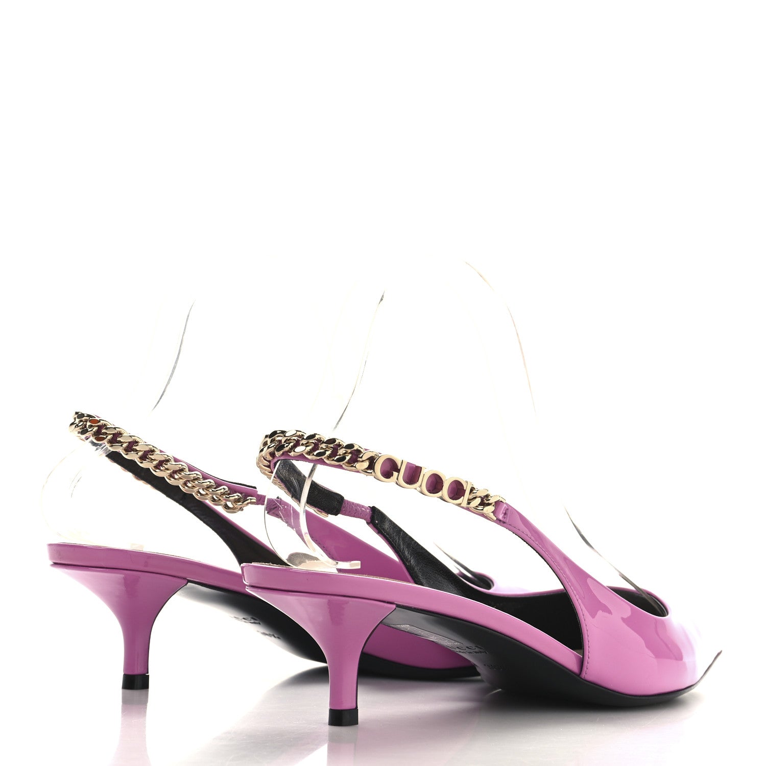 Gucci Patent Signoria 35mm Slingback Pumps 38.5 Libre Pink 5 of 10