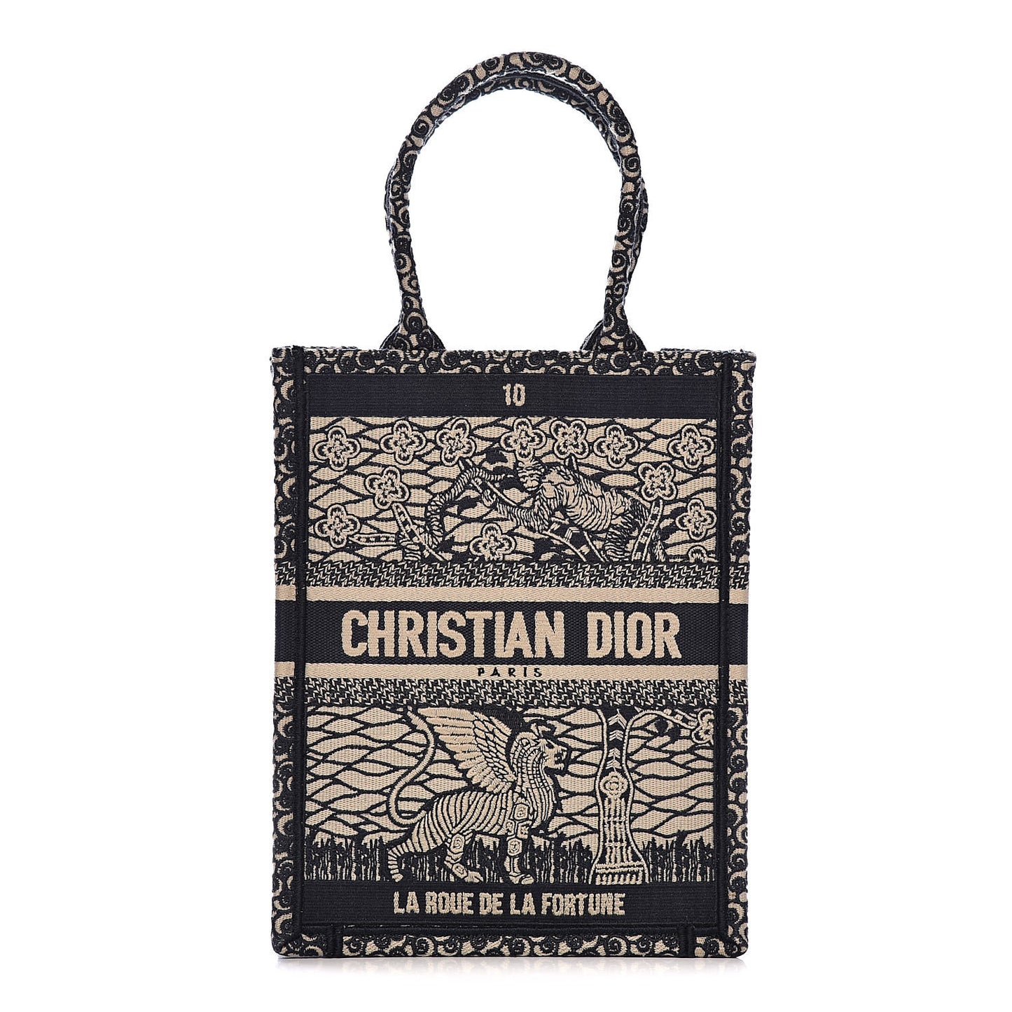 Embroidered La Roue La Fortune Tarot Vertical Book Tote Blue