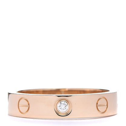 Cartier 18K Yellow Gold Diamond 4mm LOVE Wedding Band Ring 51 5.75 1 of 5