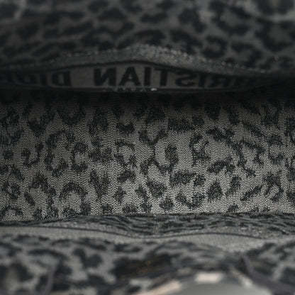 Christian Dior Canvas Mizza Embroidered Large Leopard Book Tote Grey 5 of 15