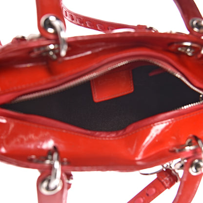 Christian Dior Patent Cannage Whipstitch Medium Lady Dior Red 5 of 28