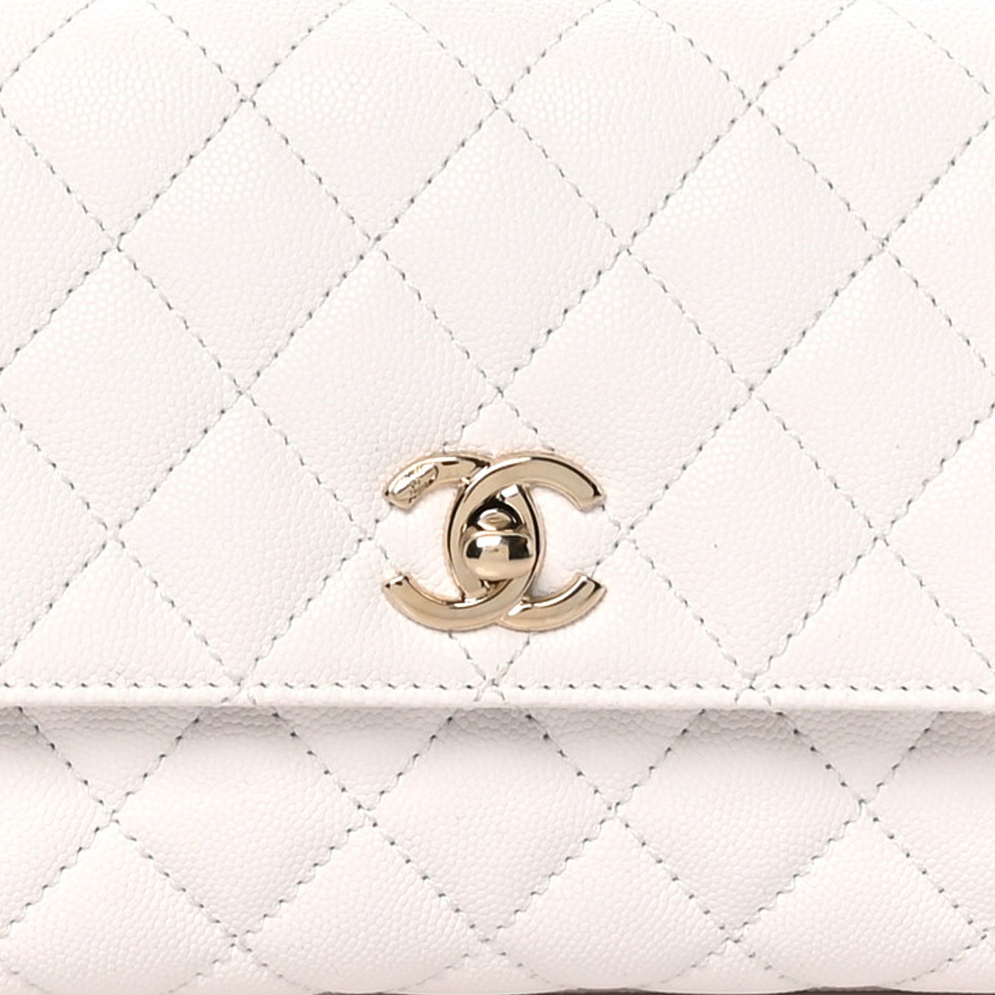 Caviar Quilted Mini Coco Handle Flap White