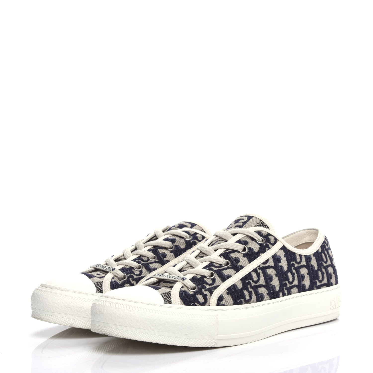 Christian Dior Canvas Oblique Walk'N'Dior Low Top Sneakers 42 Deep Blue 3 of 9