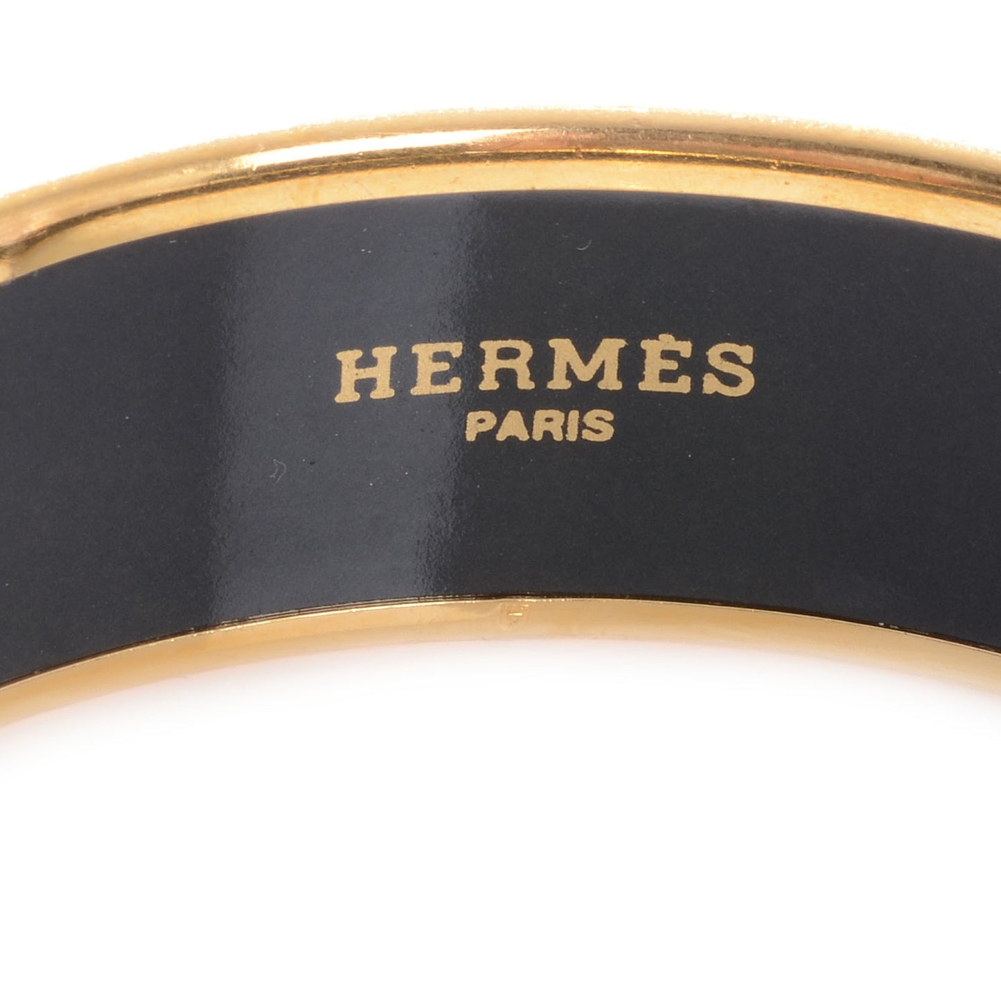Enamel Printed Chasse au Bois Wide Bracelet 65 Gold Plated